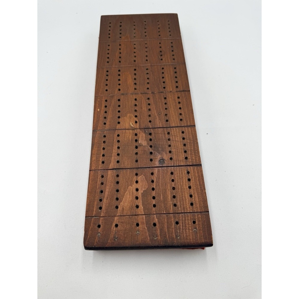 Vintage Handmade Primitive Cribbage Board 15 1/2" x‎ 5 1/2" No pegs Heavy